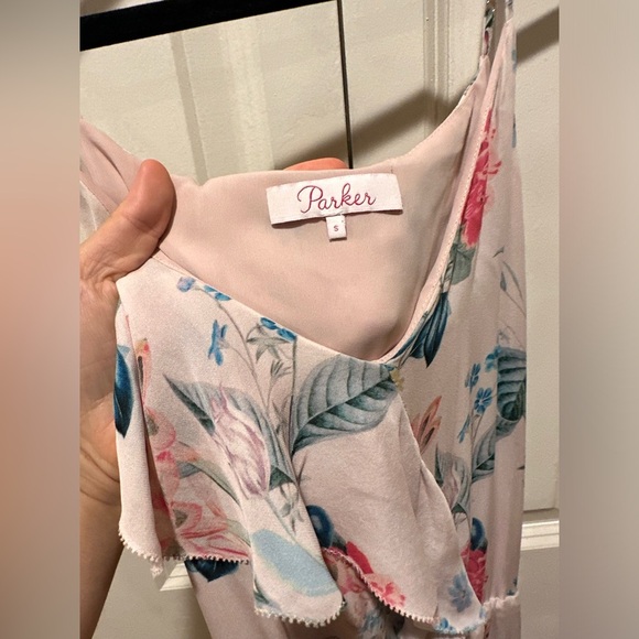 Parker Pure Silk Floral High Low Asymmetric Romantic Boho Wedding Prom Dress,S - Picture 4 of 7